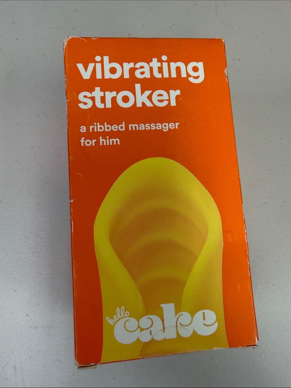 Hello Cake Vibrating Stroker Ribbed Massager - Yellow